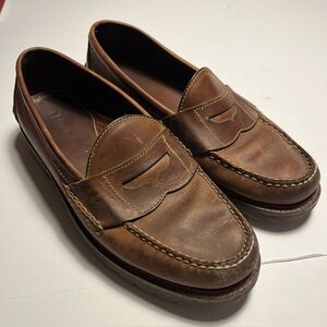 Vintage L L Bean Leather Brown Penny Loafers 10 D Comfort Vent Sole